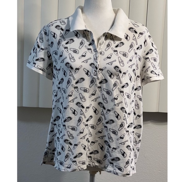 Valerie Stevens Print Polo Top Size XL - Picture 1 of 9